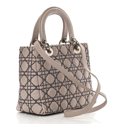 Christian Dior Lambskin Metallic Stitched Cannage Medium Lady Dior Grey Silver 3 of 20