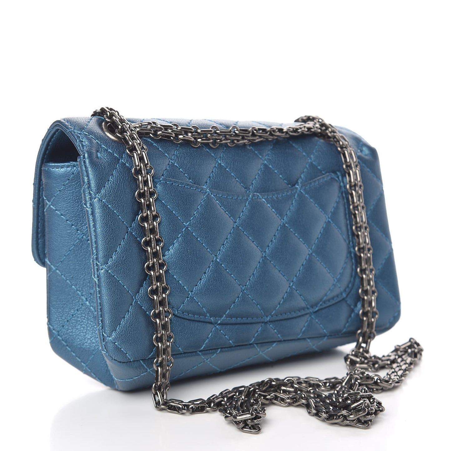 Metallic Sheepskin Quilted 2.55 Reissue Mini Flap Blue