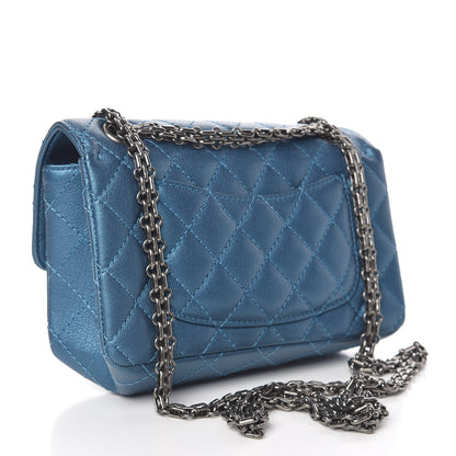 Chanel Metallic Sheepskin Quilted 2.55 Reissue Mini Flap Blue 3 of 12