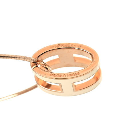 Hermes Lacquered Rose Gold Pop H Pendant Necklace Ecru 5 of 6