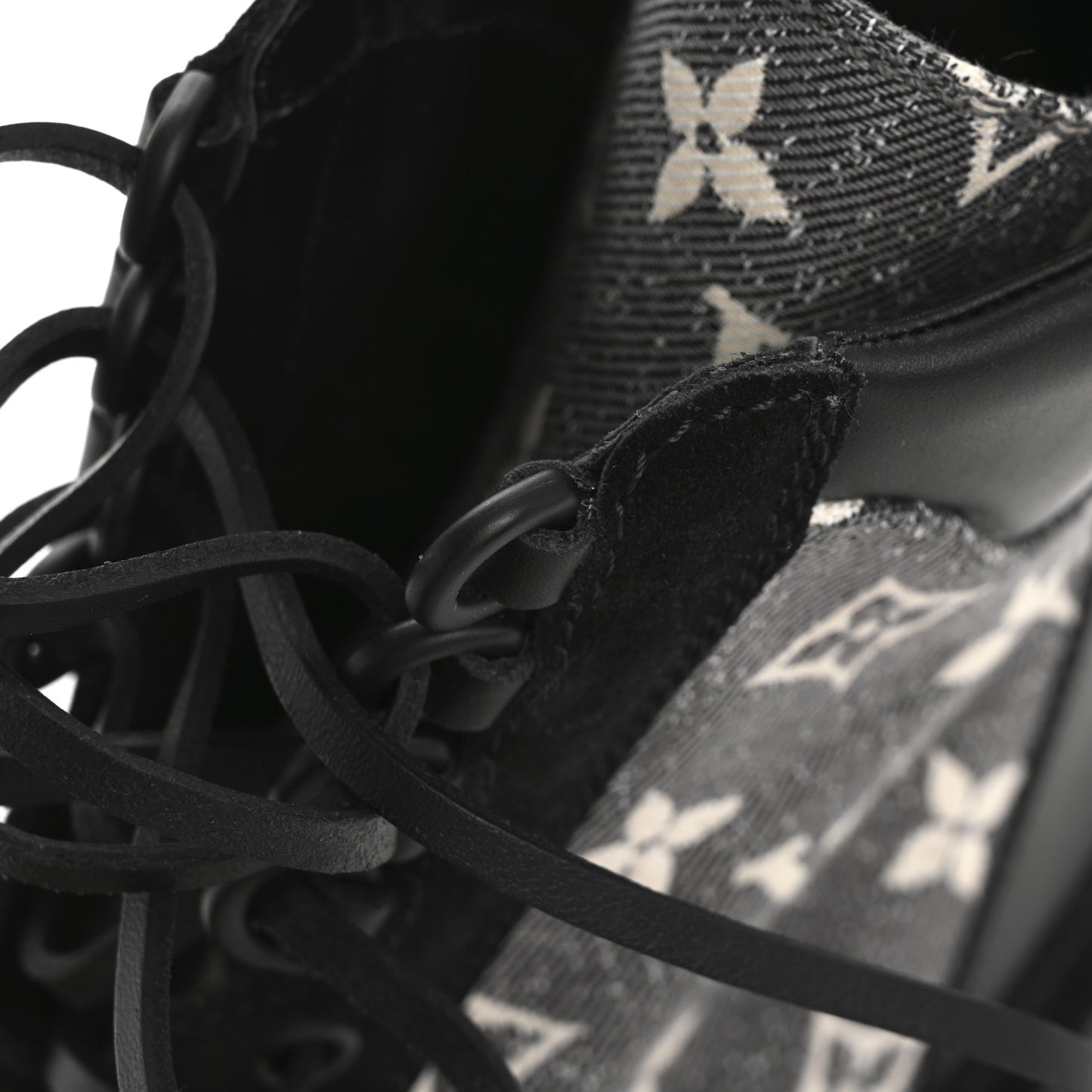 Calfskin Monogram Denim Laureate Platform Desert Boots 38 Grey