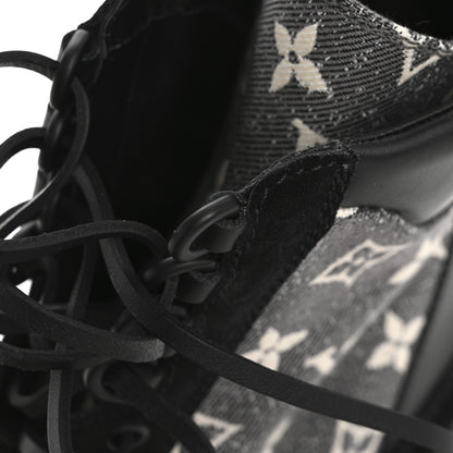 Louis Vuitton Calfskin Monogram Denim Laureate Platform Desert Boots 38 Grey 10 of 10