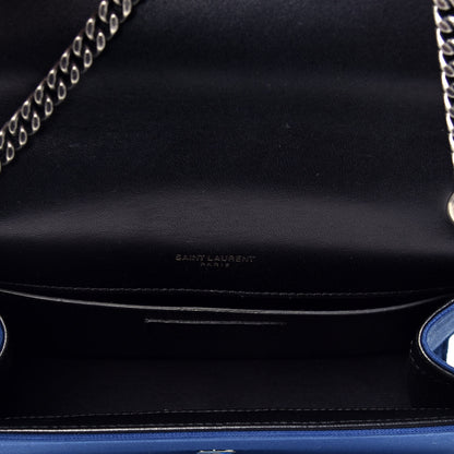 Saint Laurent Canvas Embroidered Stars Small Monogram Kate Satchel Blue Bianco 5 of 9