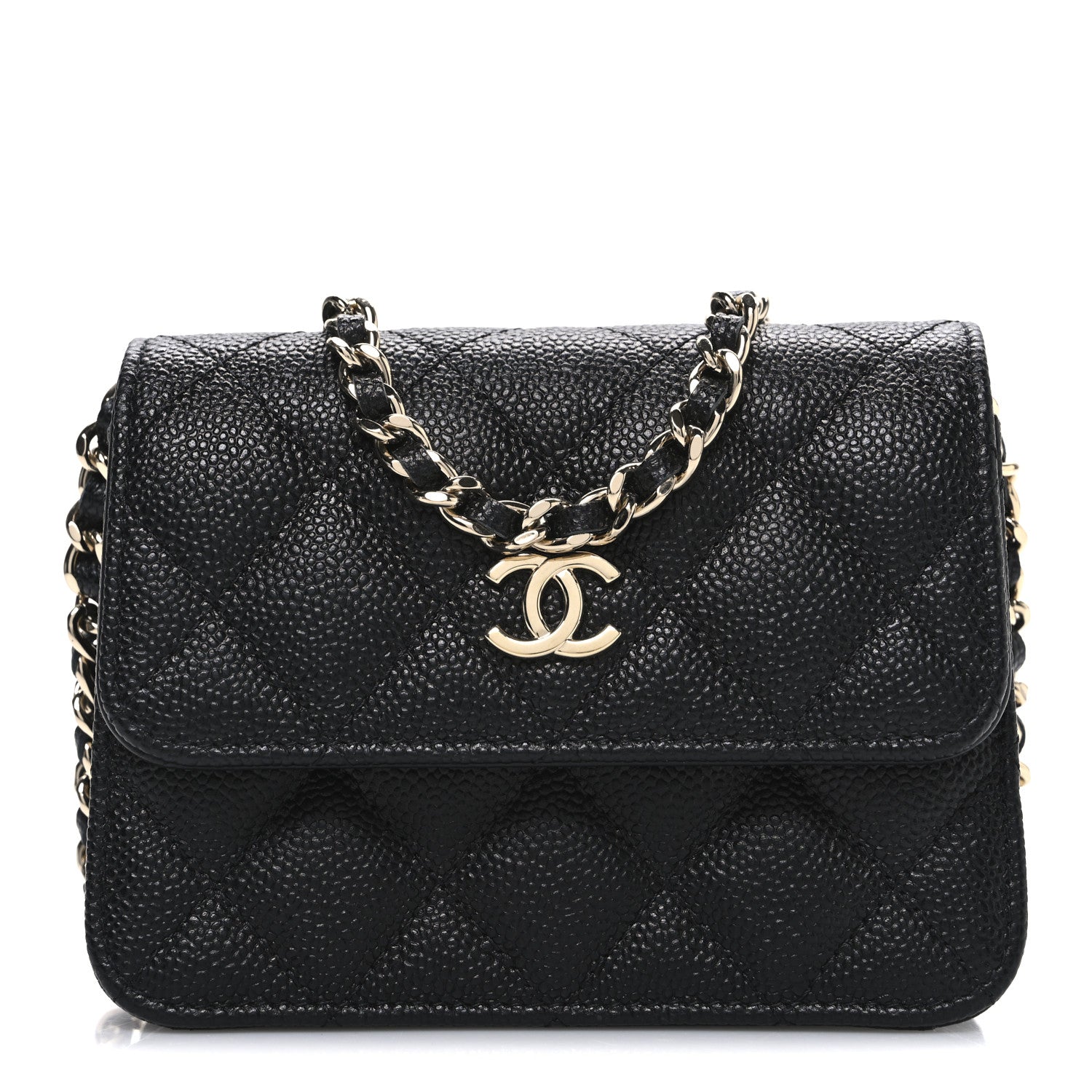 Chanel Caviar Quilted Mini Ribbon Wallet On Chain WOC Black 1 of 11