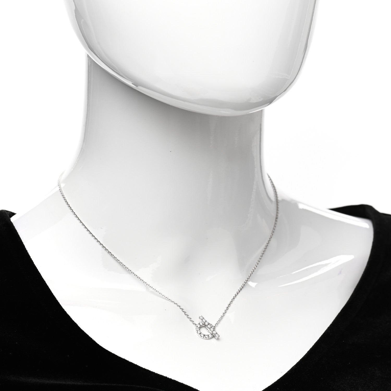 Hermes 18K White Gold Diamond Finesse Pendant Necklace 2 of 5