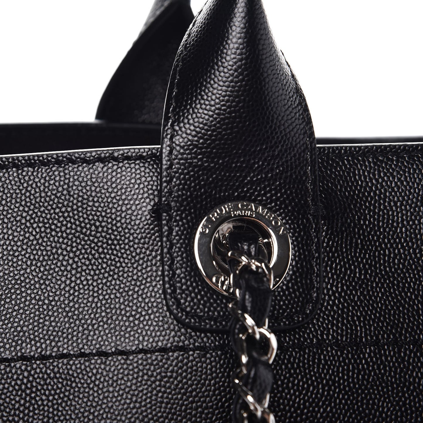 Caviar Medium Studded Deauville Tote Black