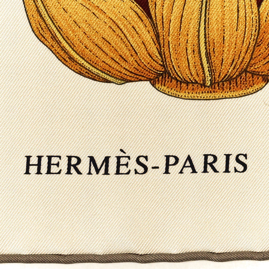 Silk Index Palmarum Scarf 90 Ivoire Vert Olive