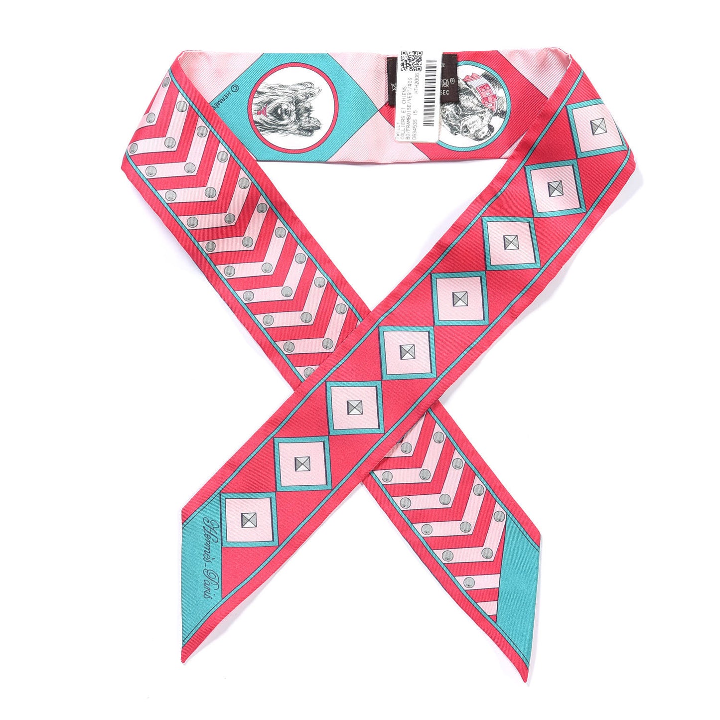 Silk Colliers Et Chiens Twilly Framboise Vert Rose