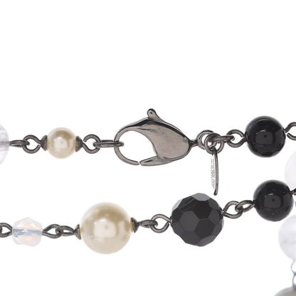 Chanel Pearl Crystal Bead CC Long Necklace Black 5 of 6