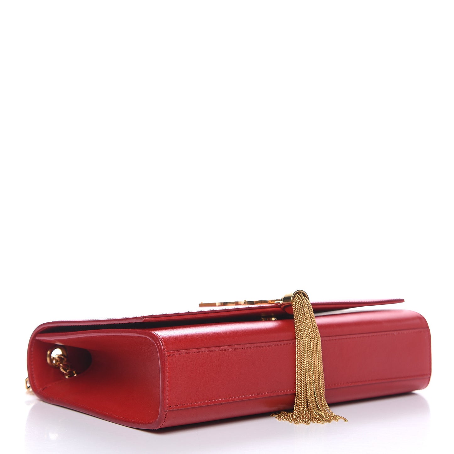 Smooth Calfskin Medium Classic Monogram Kate Tassel Satchel Lipstick Red