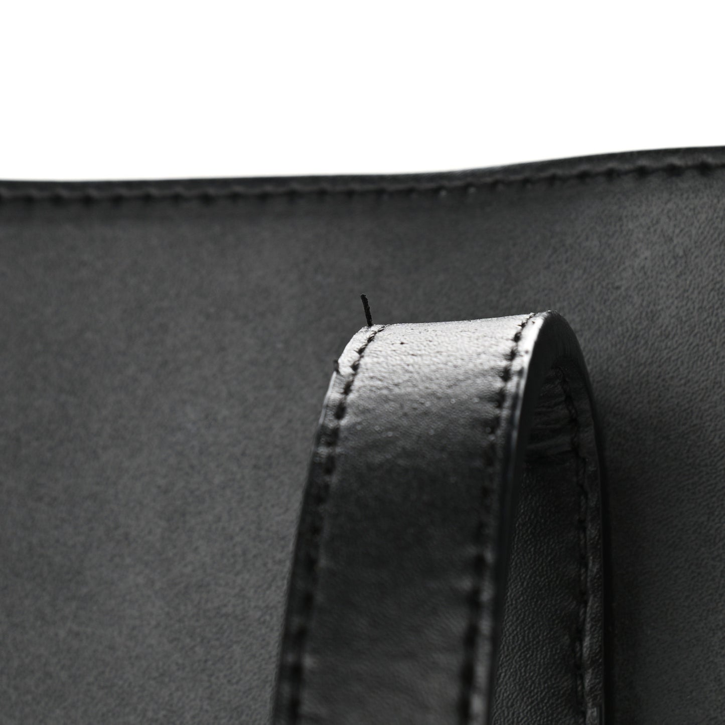 Calfskin Logo Debossed Medium Shopper Tote Black