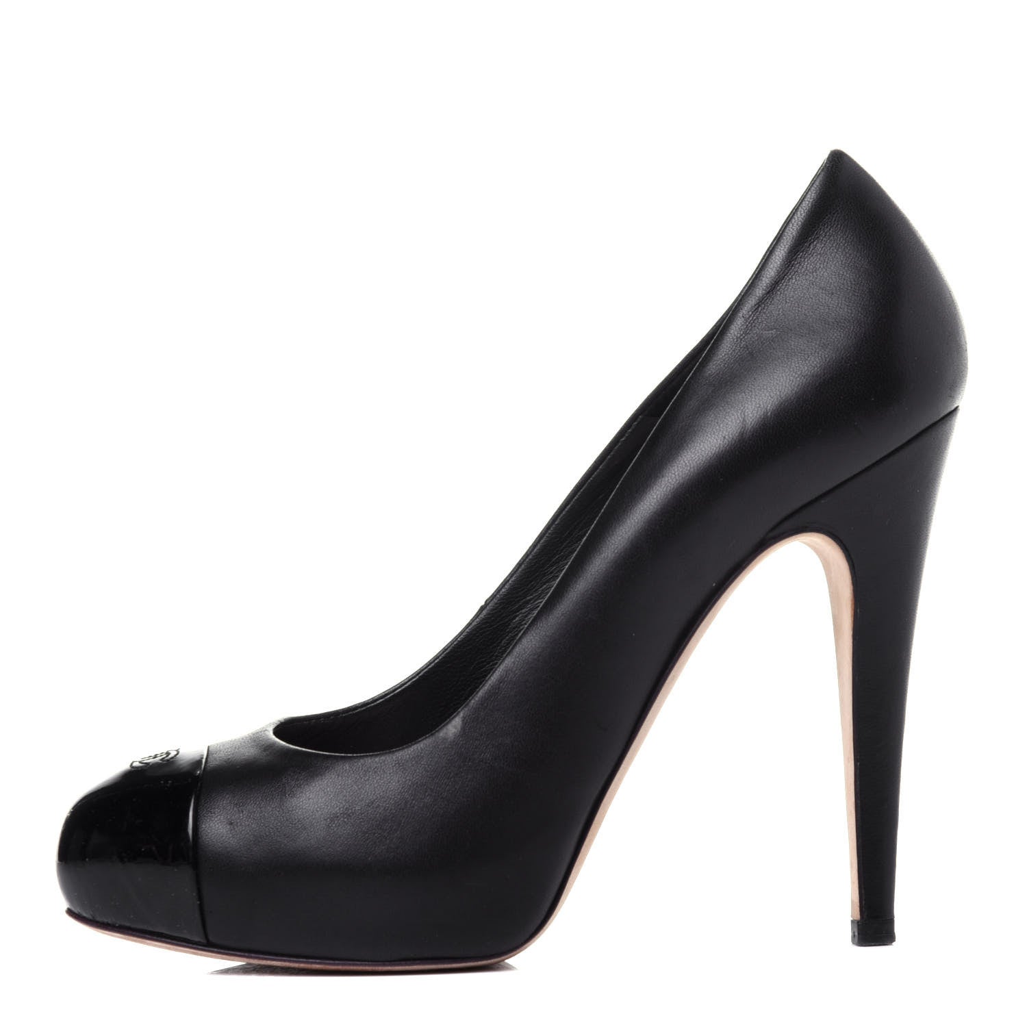Chanel Lambskin Cap Toe CC Pumps 37.5 Black 1 of 13