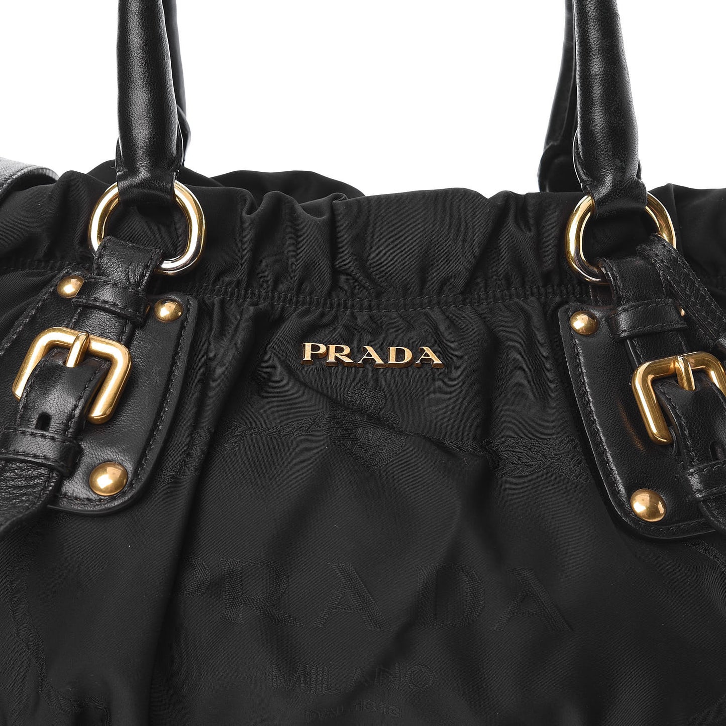 Tessuto Nylon Jacquard Logo Tote Black