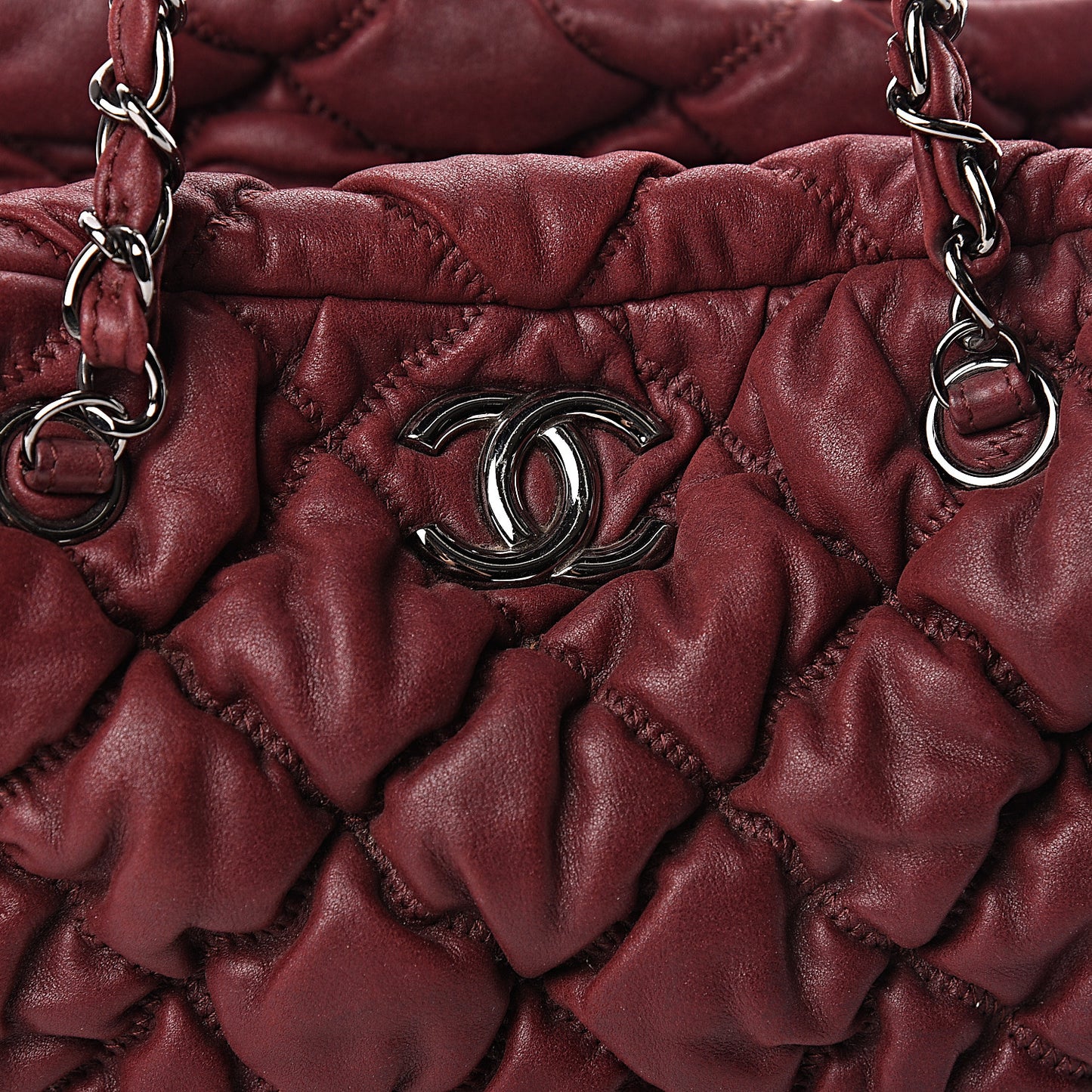 Leather Bubble Quilt Bowler Bordeaux