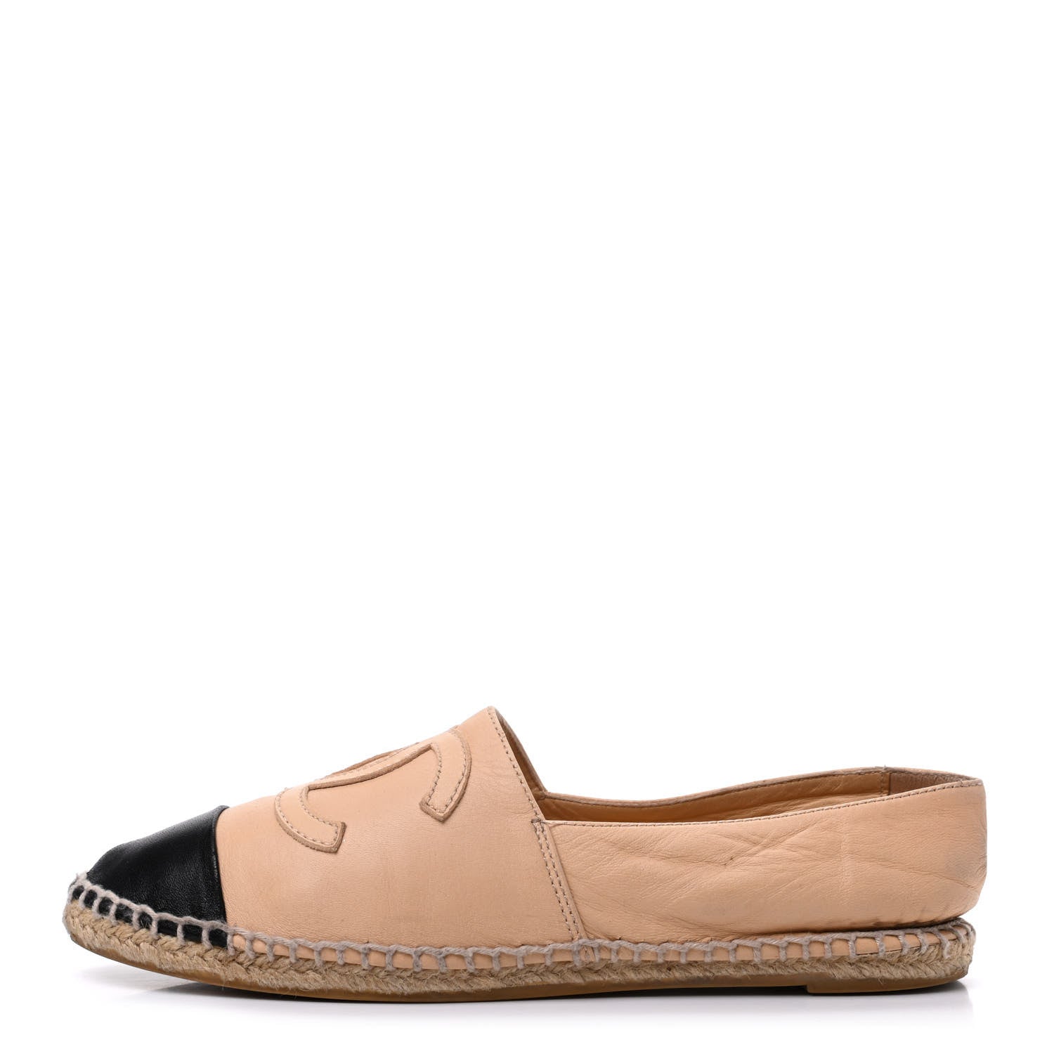 Chanel Lambskin CC Espadrilles 38 Beige Black 1 of 17