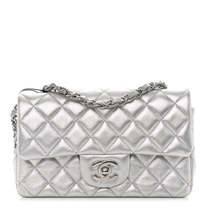 Chanel Metallic Lambskin Quilted Mini Rectangular Flap Silver 1 of 10