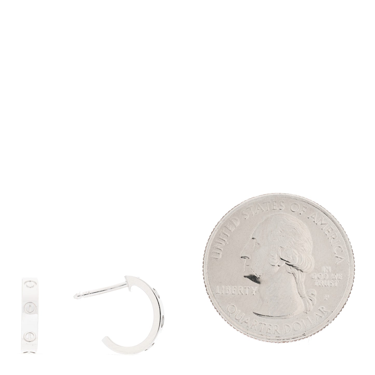 18K White Gold Small LOVE Hoop Earrings