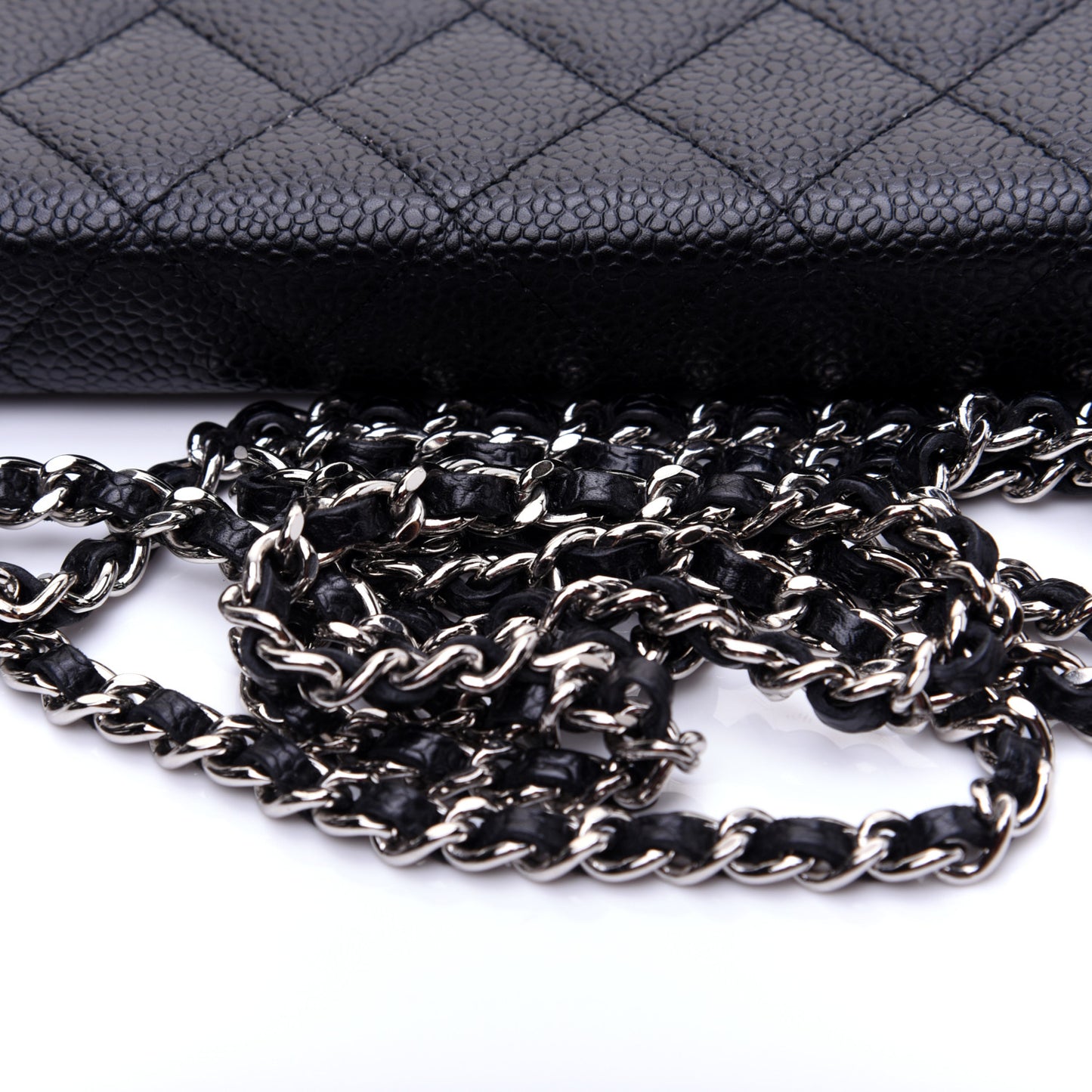 Caviar Quilted Wallet On Chain WOC Black
