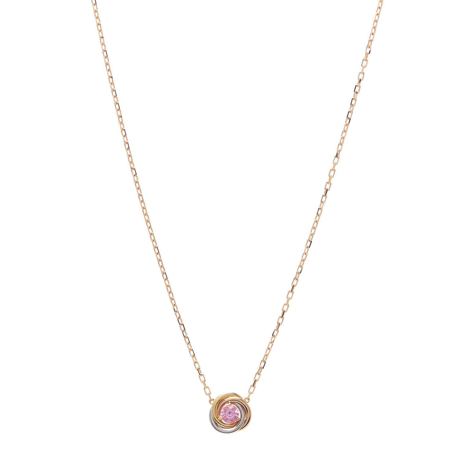 Cartier 18K Pink White Yellow Gold Pink Sapphire Trinity De Cartier Pendant Necklace 1 of 6