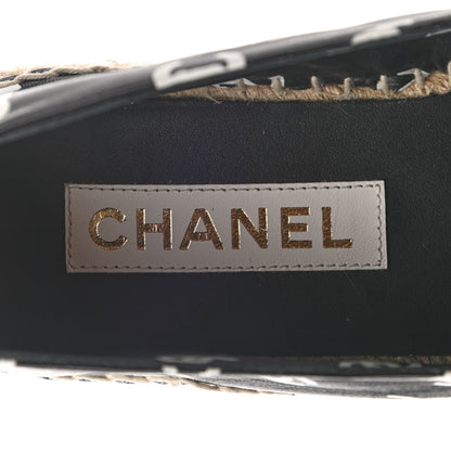 Chanel Lambskin Printed CC Espadrilles 41 Black White 8 of 10