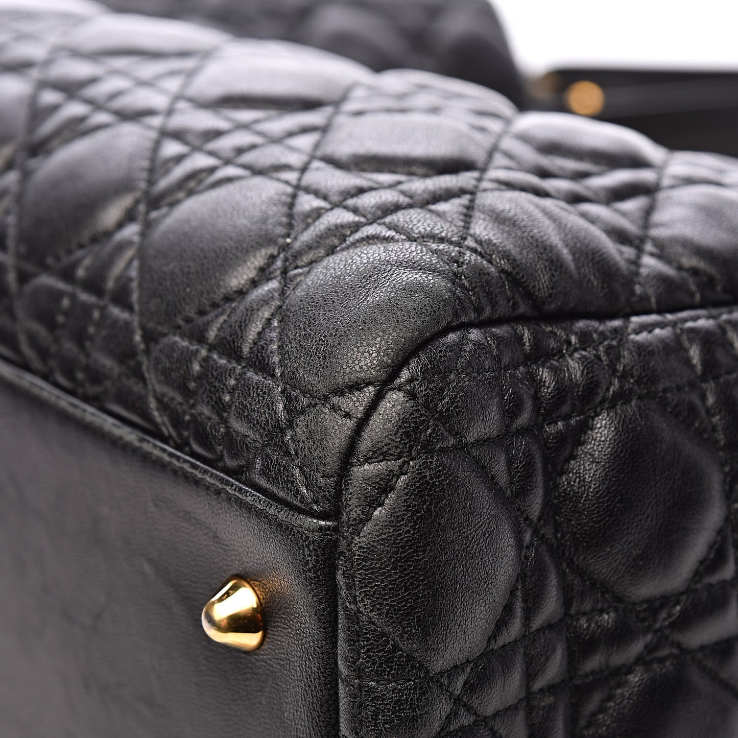 Lambskin Cannage Large Dior Soft Shopping Tote Black