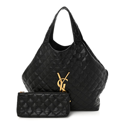 Saint Laurent Lambskin Quilted Maxi Icare Shopping Tote Black 1 of 12