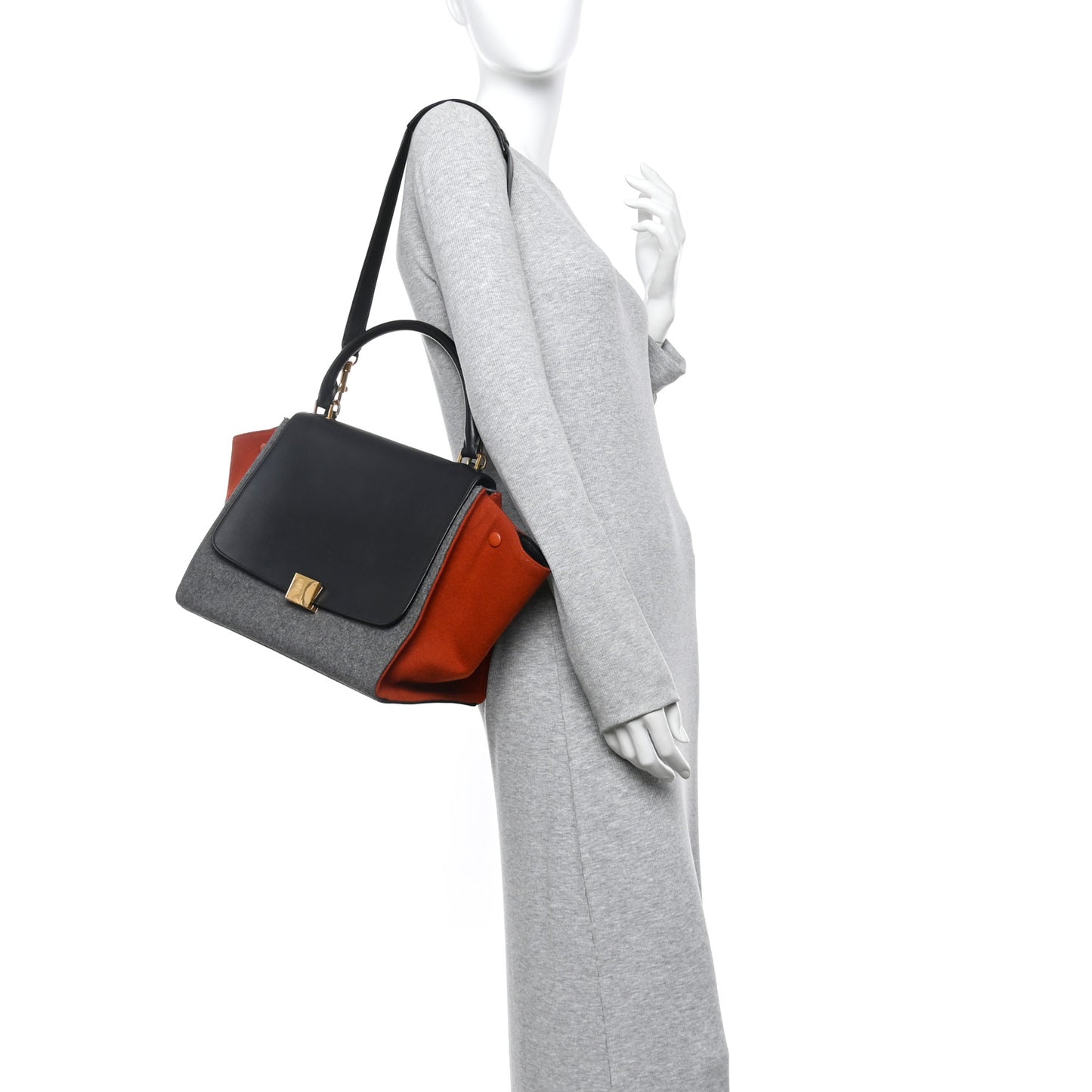 Felt Smooth Calfskin Tri-color Medium Trapeze Brick