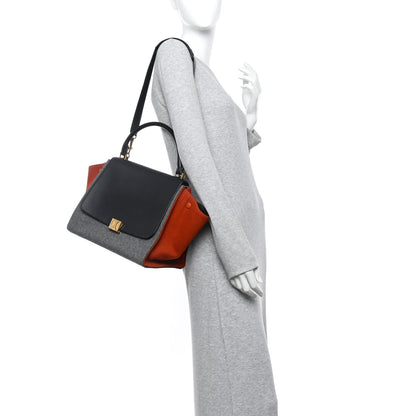 Celine Felt Smooth Calfskin Tri-color Medium Trapeze Brick 2 of 12
