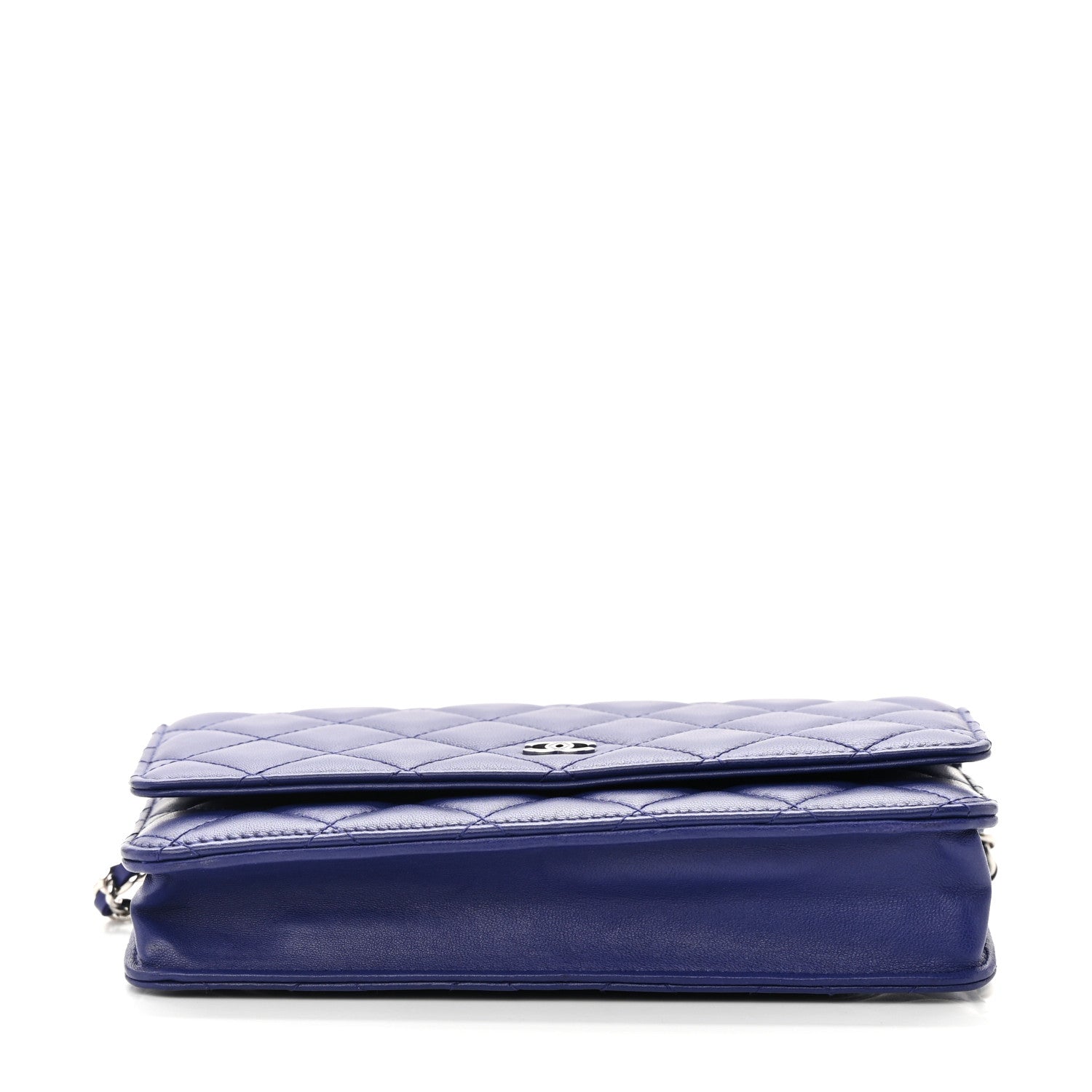 Chanel Lambskin Quilted Wallet On Chain WOC Blue 15 of 16