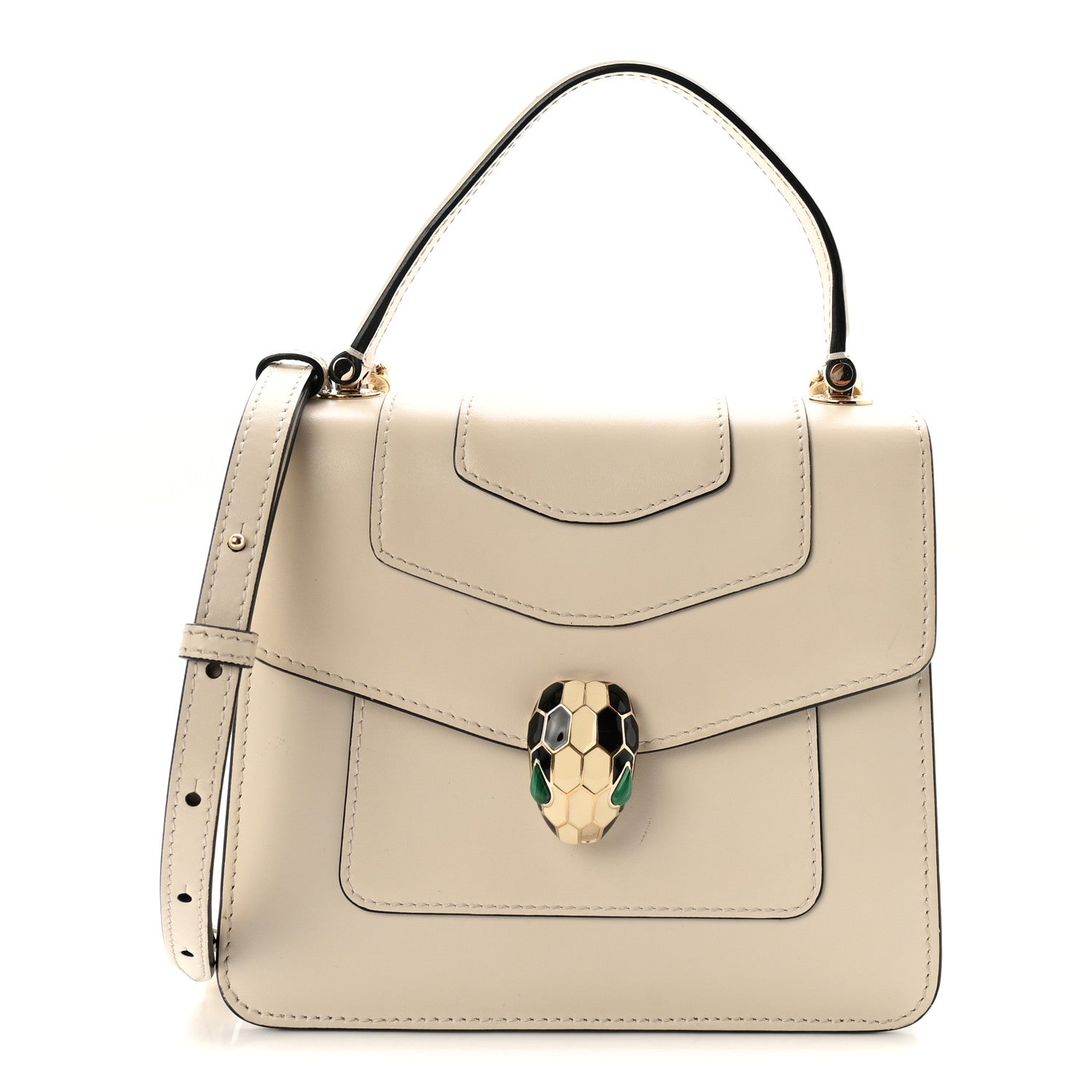 Bulgari Calfskin Serpenti Forever Top Handle White 1 of 10