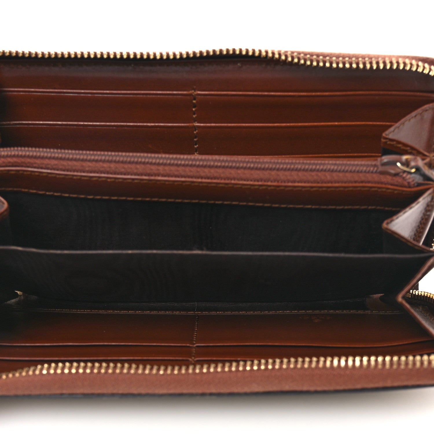 Gucci GG Supreme Monogram Cuoio Toscano Zip Around Wallet Beige Ebony Cuir 5 of 10