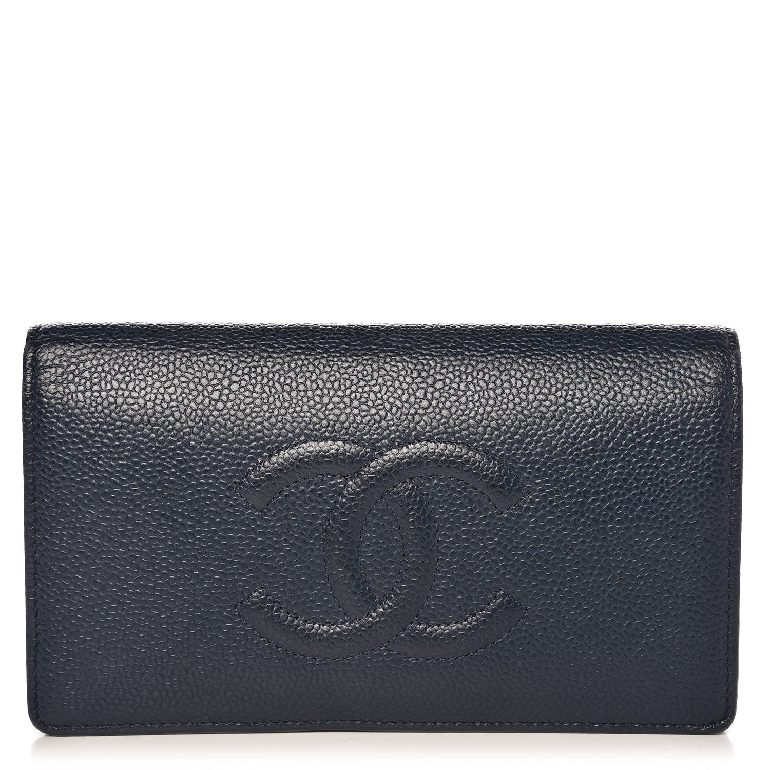 Chanel Caviar Timeless CC Yen Wallet Navy 1 of 7