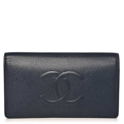 Chanel Caviar Timeless CC Yen Wallet Navy 1 of 7