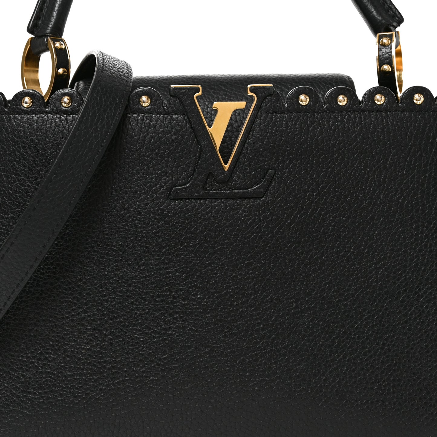 Taurillon Studded Capucines PM Black