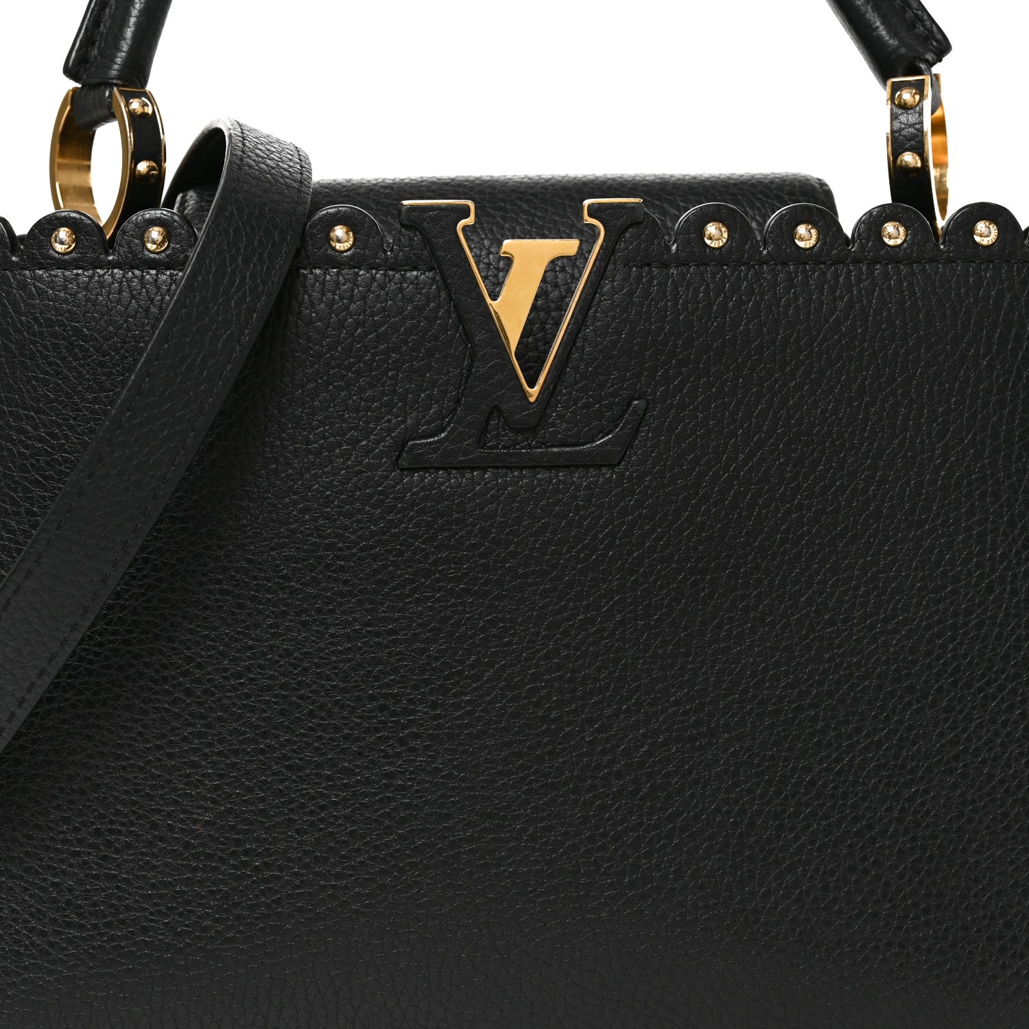 Louis Vuitton Taurillon Studded Capucines PM Black 7 of 9
