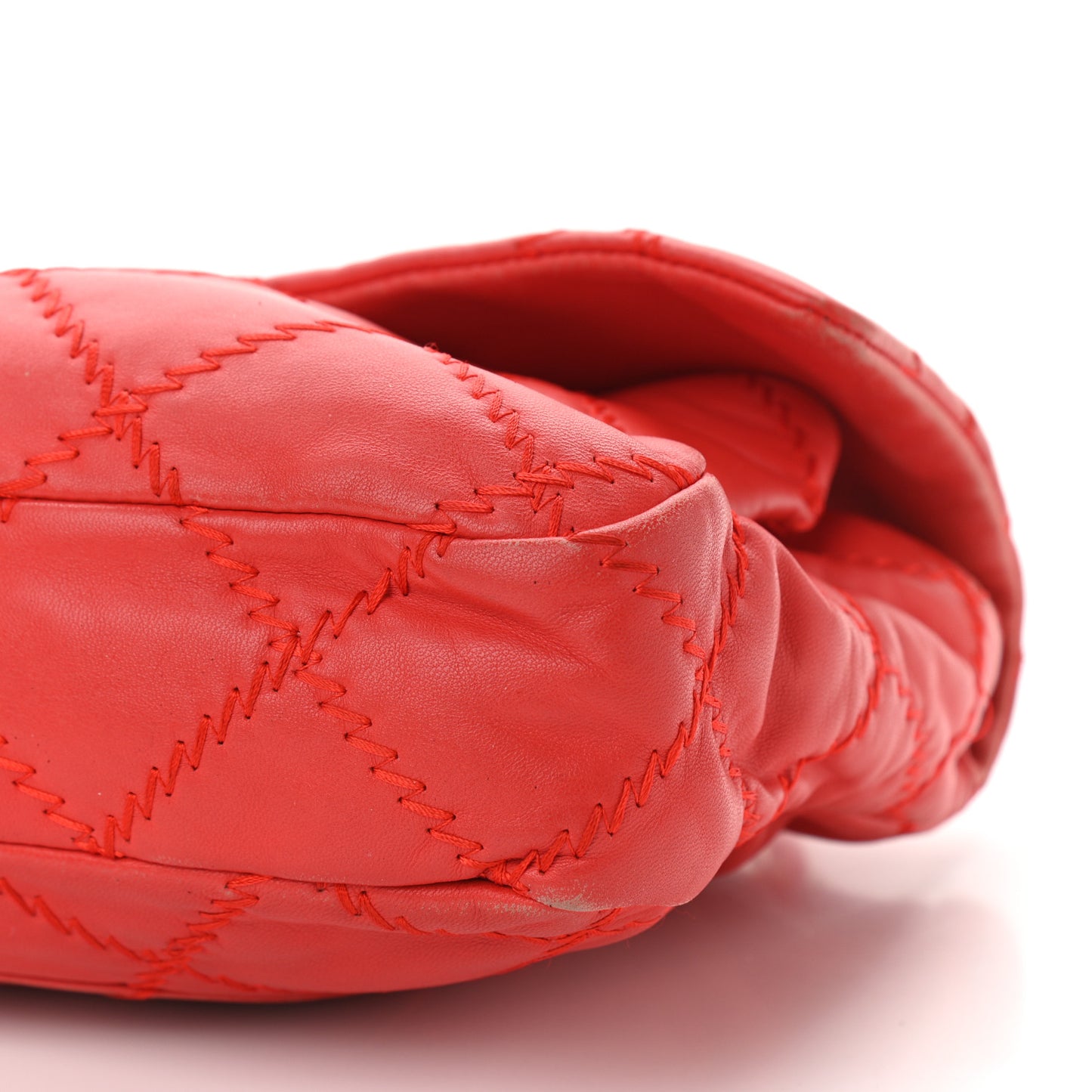 Lambskin Ultimate Stitch Maxi Flap Red