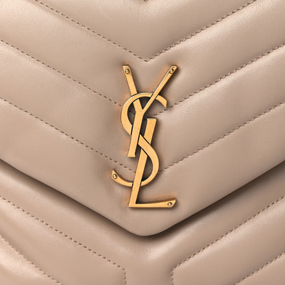 Saint Laurent Calfskin Y Quilted Monogram Medium Loulou Chain Satchel Light Natural 19 of 21