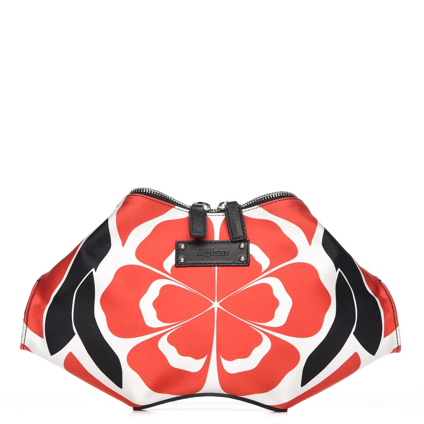 Silk Flower Collage De Manta Clutch Red Black White