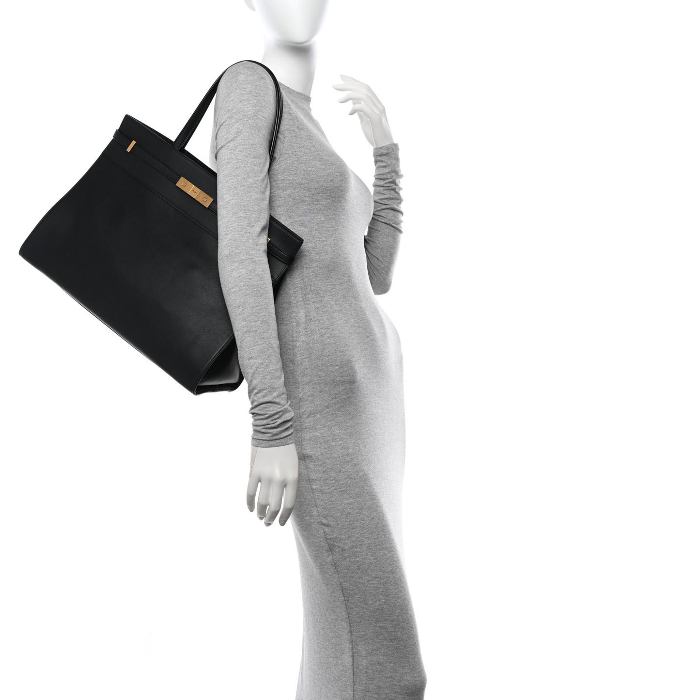 SAINT LAURENT Calfskin Large Manhattan Shopper Tote Black