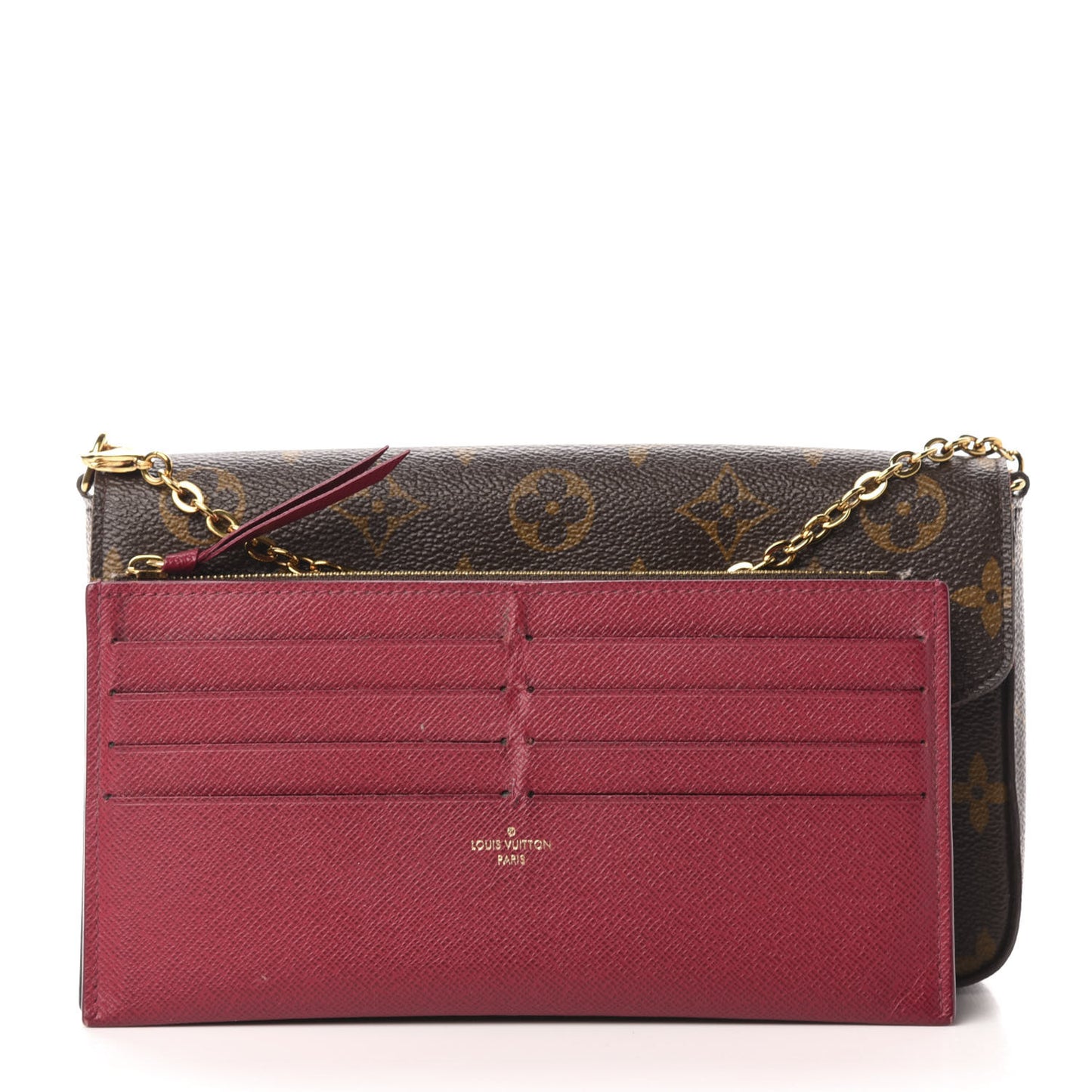 Monogram Pochette Felicie Chain Wallet Fuchsia