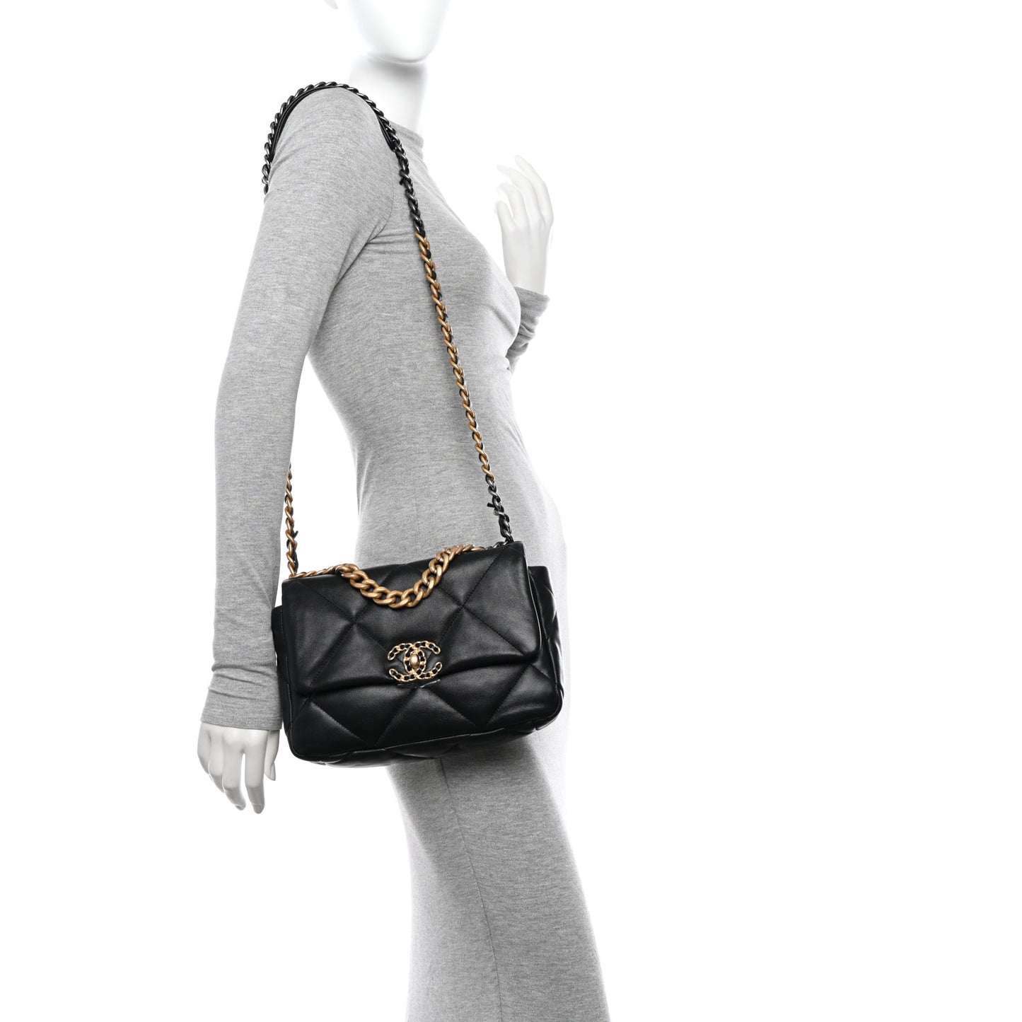 Lambskin Quilted Medium Chanel 19 Flap Black