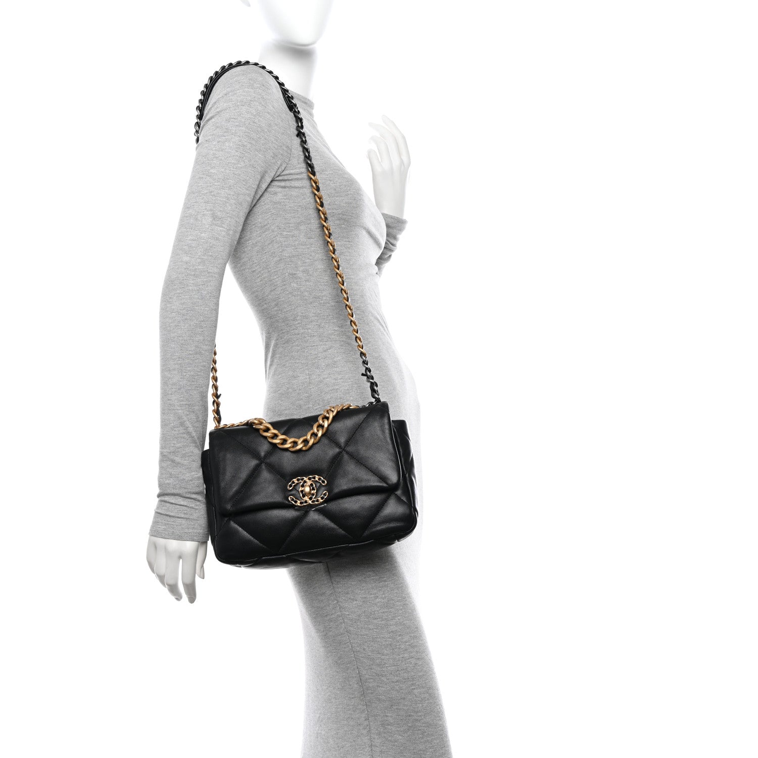 Chanel Lambskin Quilted Medium Chanel 19 Flap Black 2 of 10