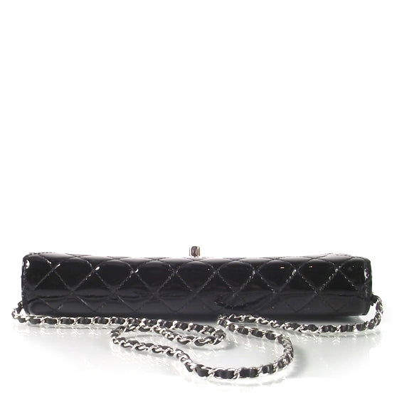 Patent Quilted Clutch Bag Black