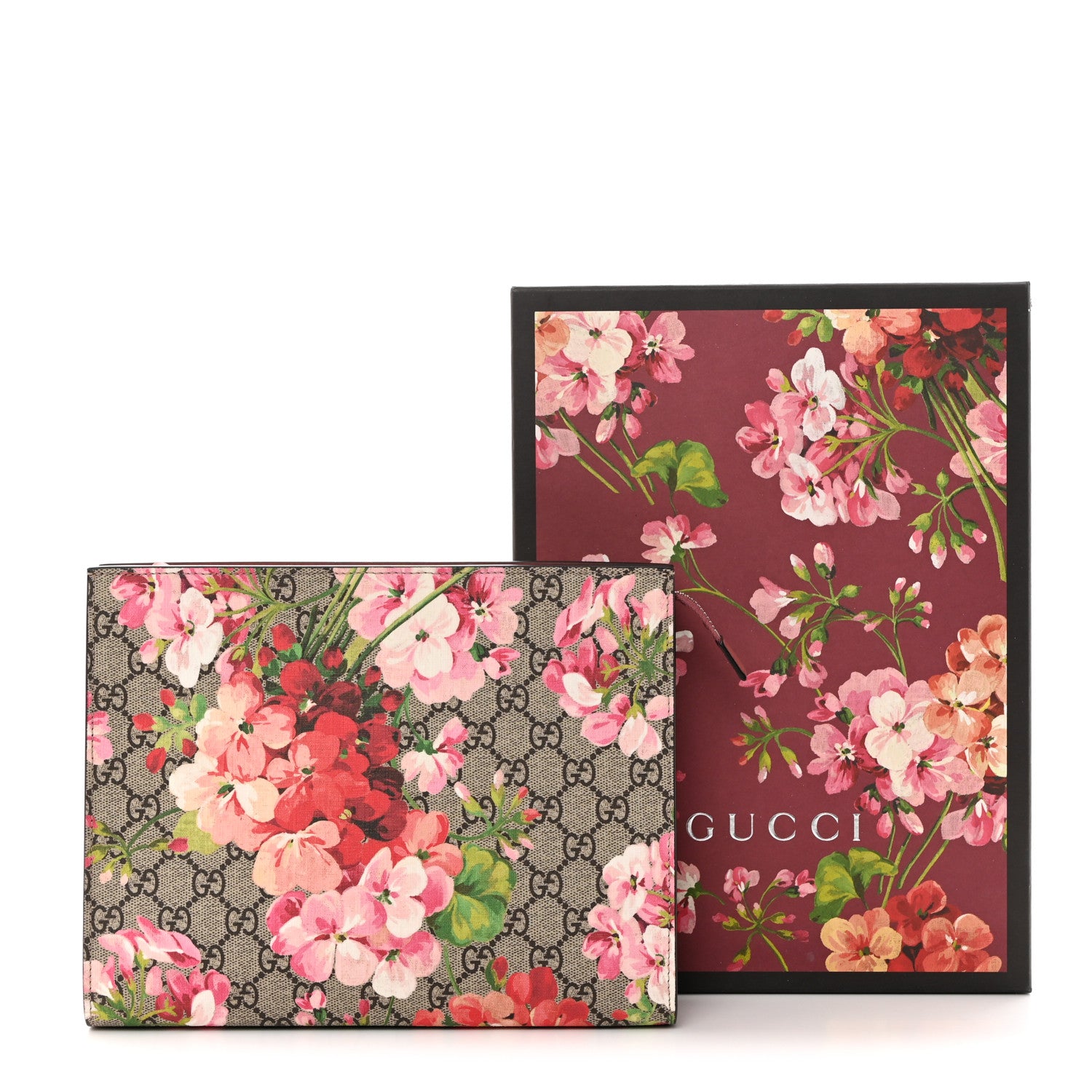Gucci GG Supreme Monogram Blooms Large Cosmetic Case Beige Multicolor Dry Rose 8 of 8