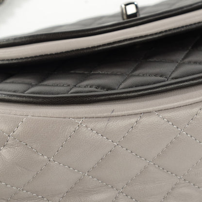 Chanel Lambskin Quilted Classic Twist Crescent Flap Black Grey 5 of 9