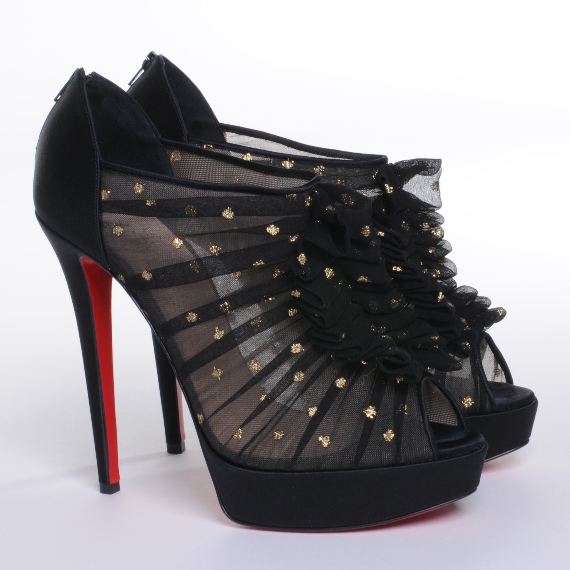 Christian Louboutin Crepe Satin Chiffon Canon 140 Heels 40 5 of 7