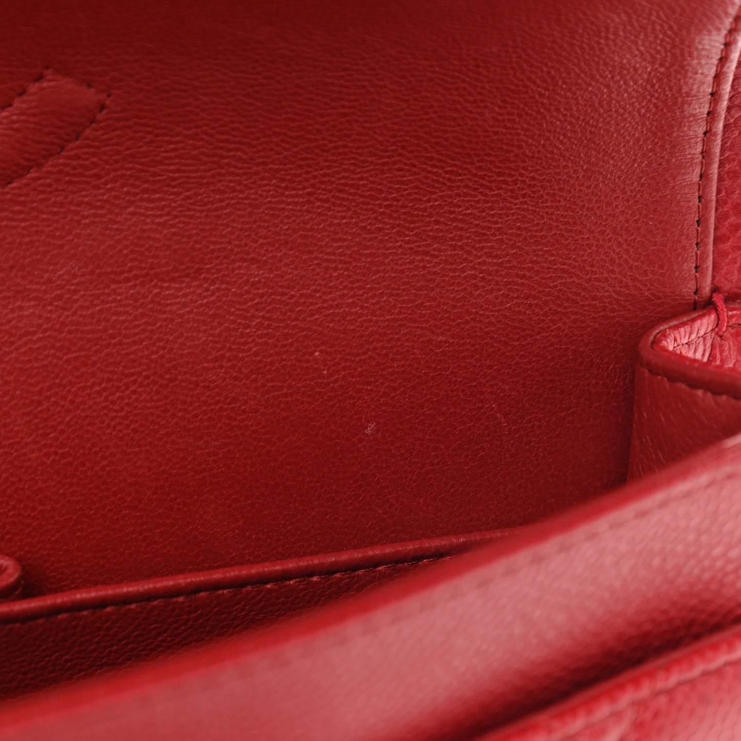 Caviar Quilted Medium Double Flap Red