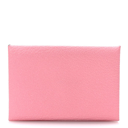 Hermes Chevre Chandra Verso Calvi Card Case Rose Confetti Brique 1 of 8