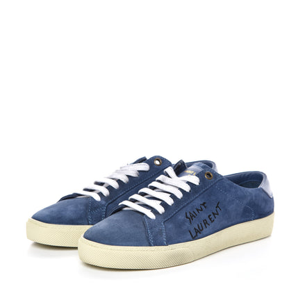 Saint Laurent Suede Womens Court Classic Sneakers 37.5 Denim 3 of 21