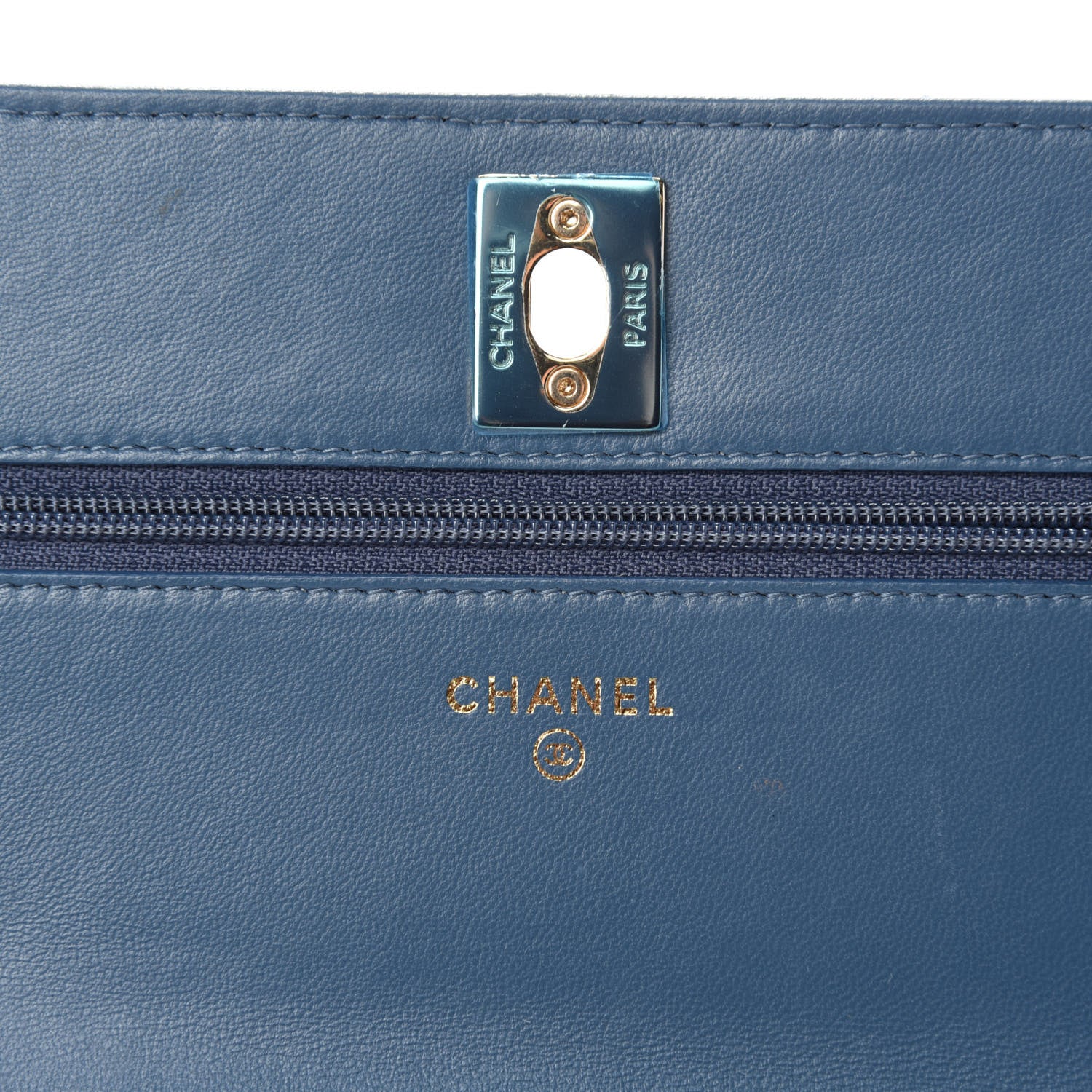 Chanel Lambskin Quilted Trendy CC Wallet On Chain WOC Blue 10 of 13